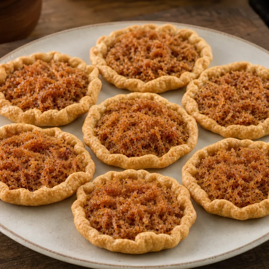 Jamaican gizzadas with hand-pinched pastry edges and brown ginger-coconut filling.